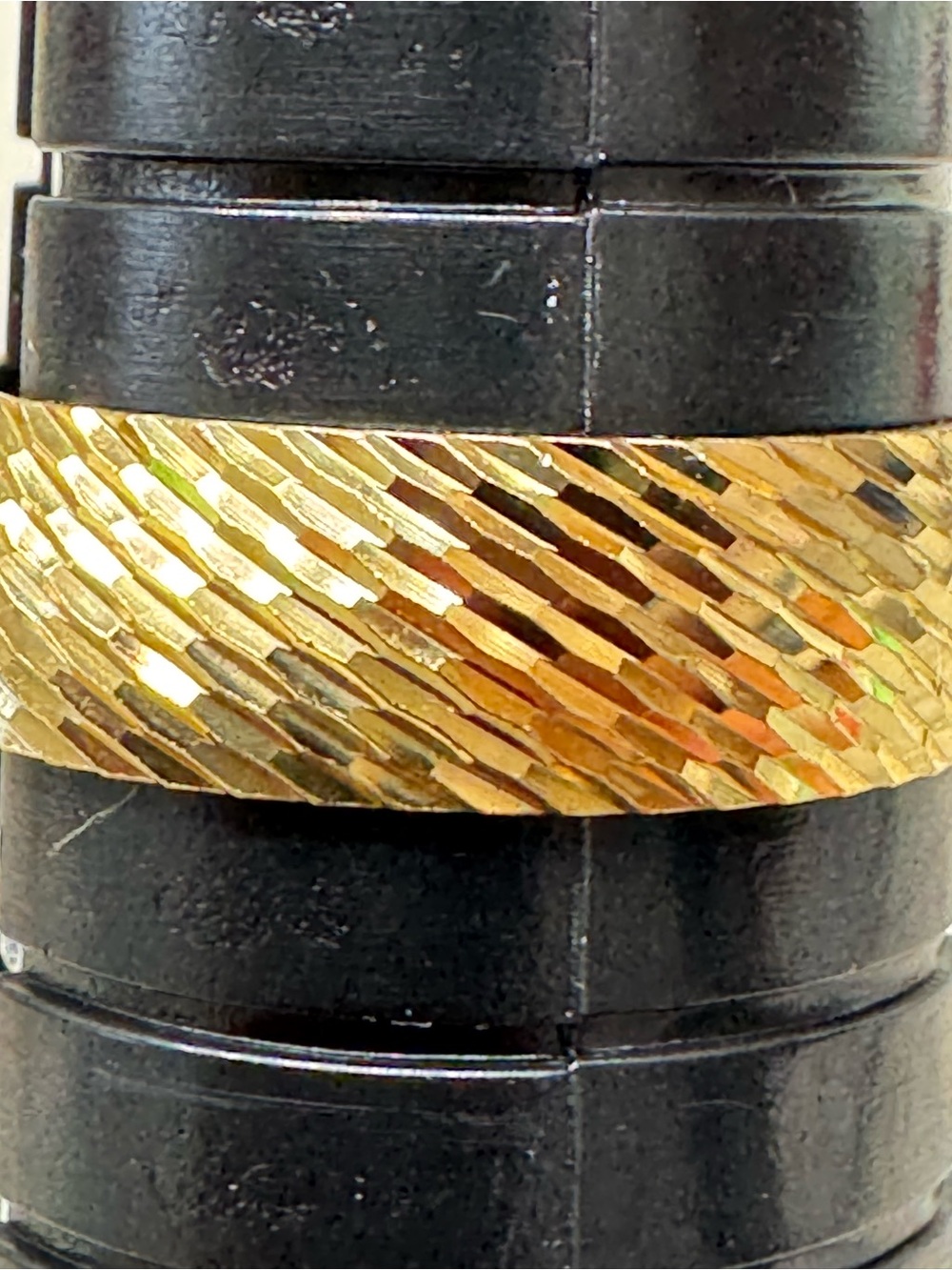 Vintage Brass Wedding Band Ring Size 10 Textured Diamond-Cut Wide Band - Picture 2 of 10